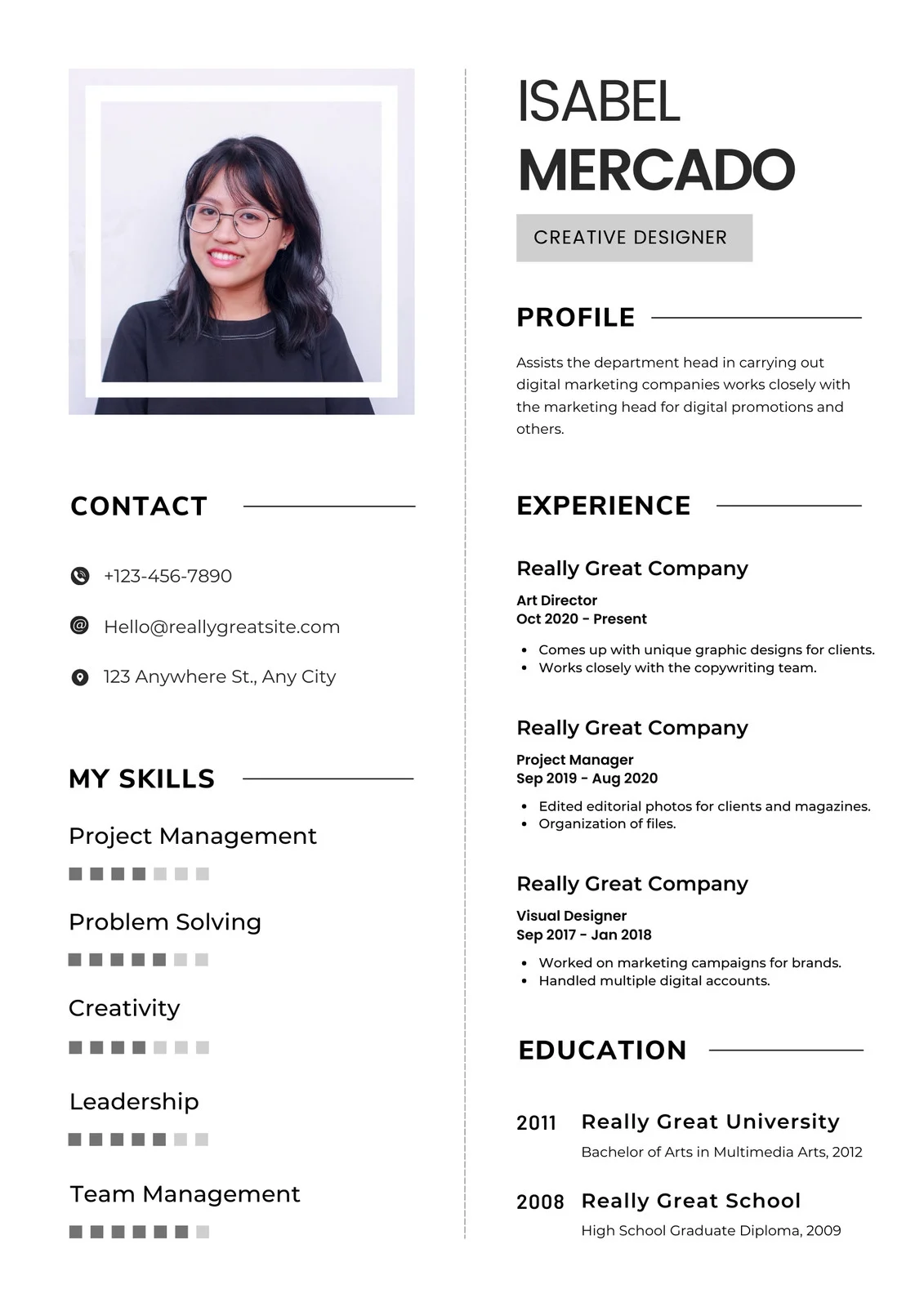 Creative Resume Template Sample