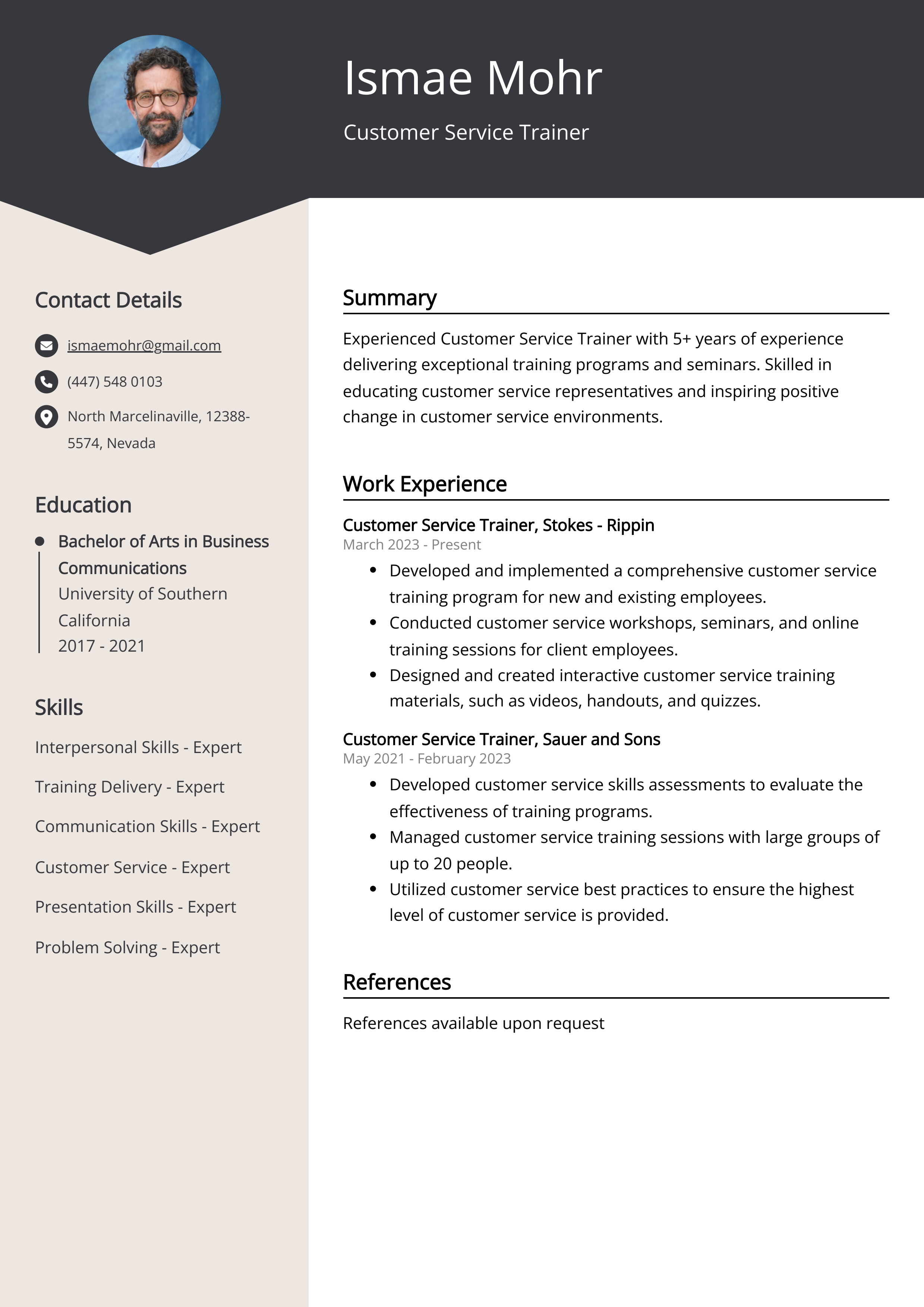 Customer Service Resume Template Example