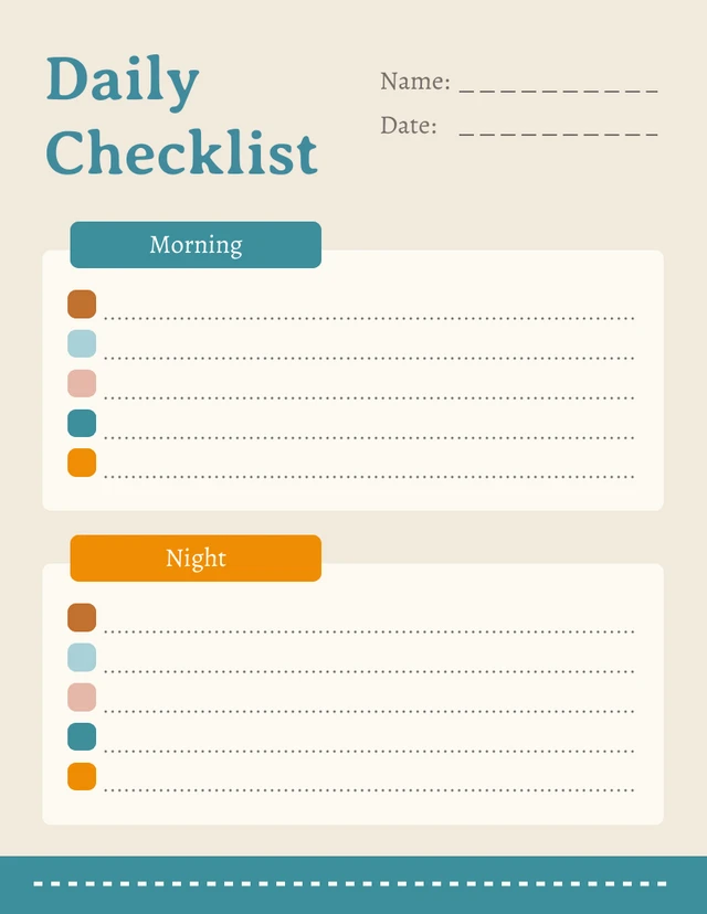 Daily Checklist Template Example