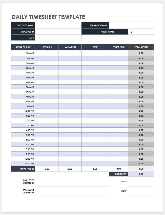 Daily Timesheet Template Example Daily Timesheet Template Example