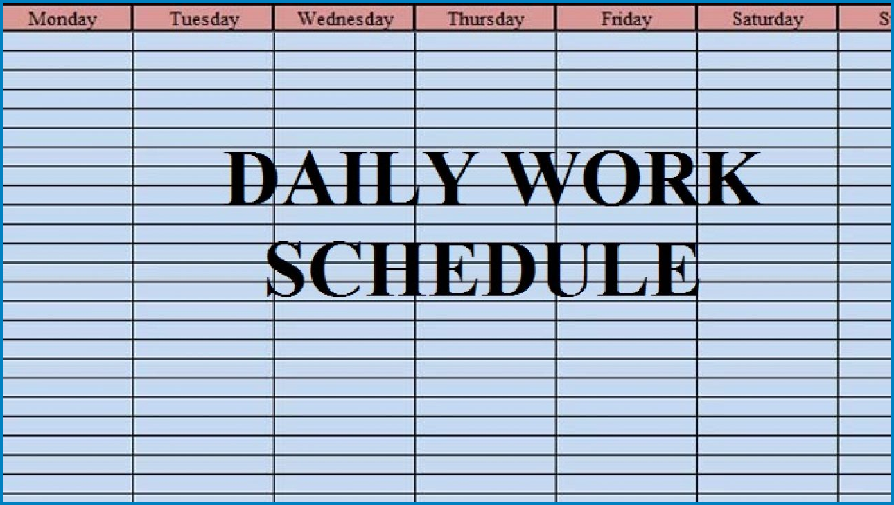 Daily Work Schedule Template Sample Daily Work Schedule Template Sample