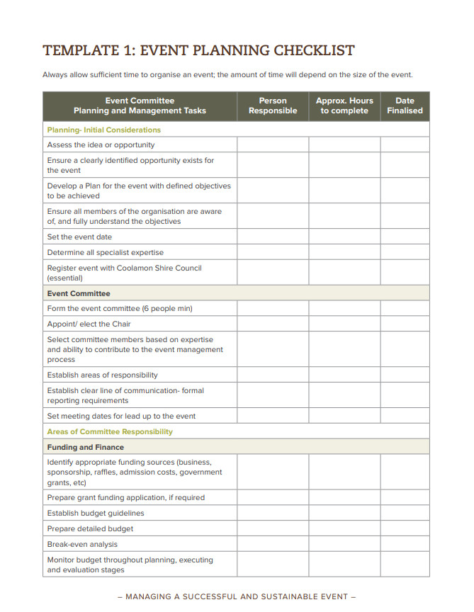 Day of Event Checklist Template