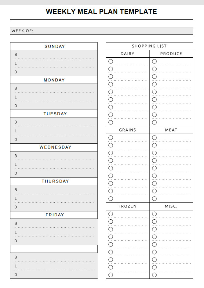 Diet Meal Plan Template Example Diet Meal Plan Template Example