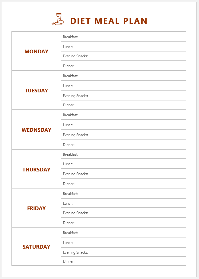 Diet Meal Plan Template
