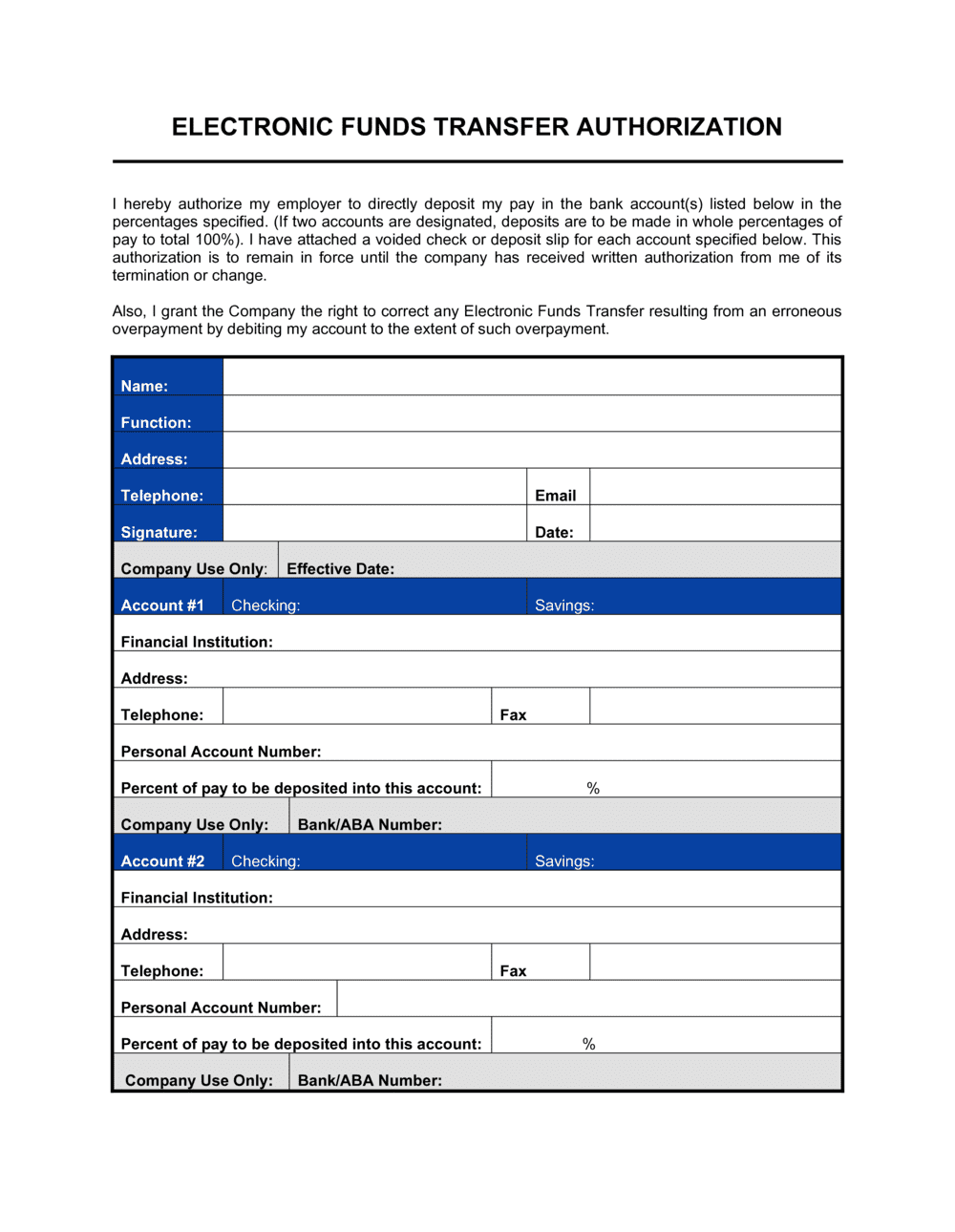 Direct Deposit Enrollment Form Sample