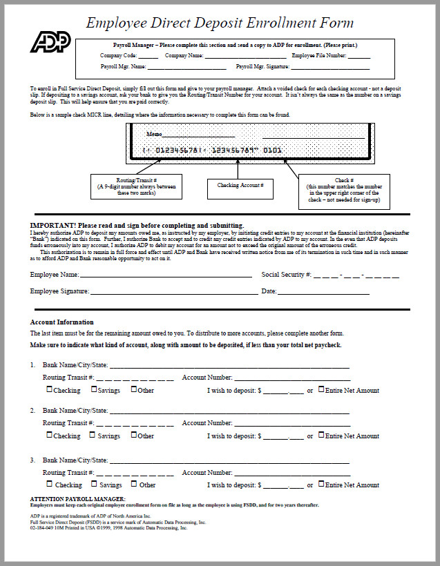 Direct Deposit Enrollment Form