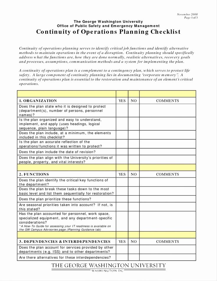 Disaster Recovery Checklist Template Example