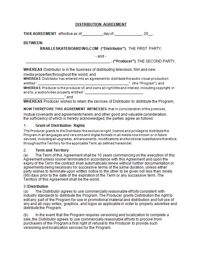 Distribution Agreement Template