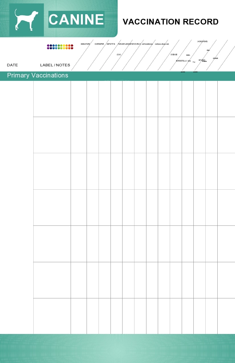 Dog Vaccination Chart Template Sample