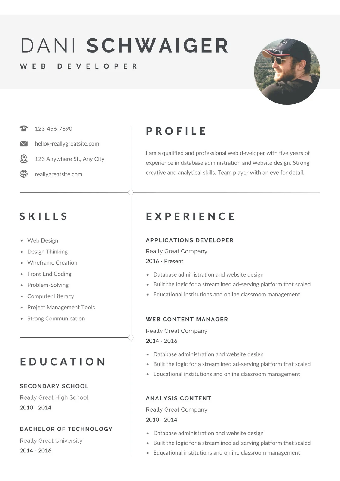 Example of Creative Resume Template