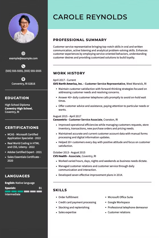 Example of Customer Service Resume Template