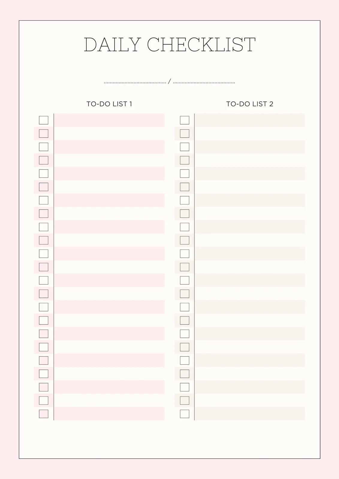 Example of Daily Checklist Template