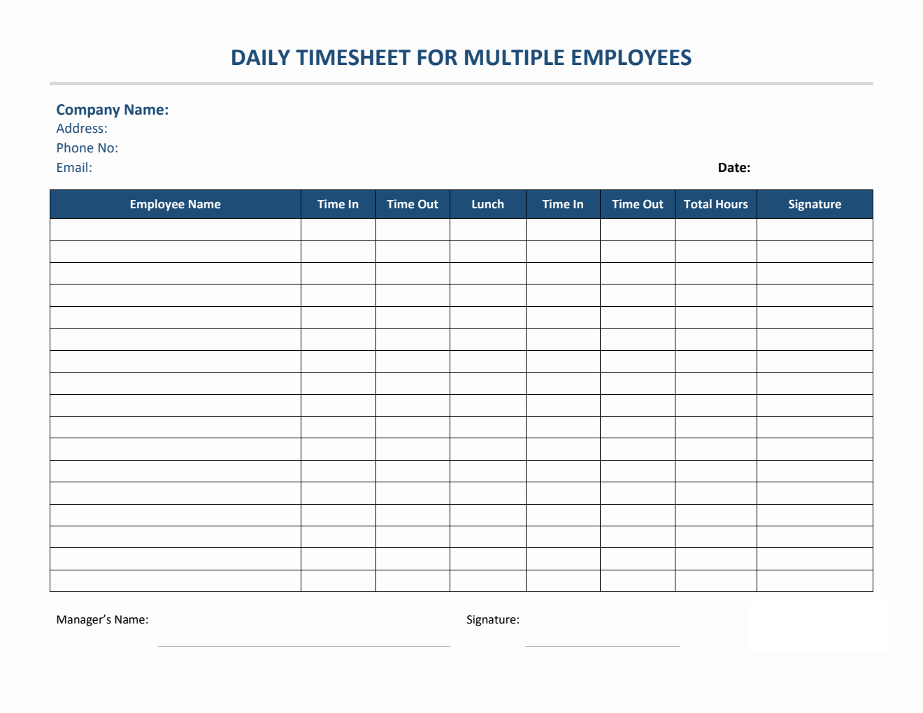 Example of Daily Timesheet Template Example of Daily Timesheet Template
