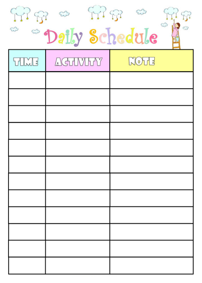 Preschool Daily Schedule Template Sample