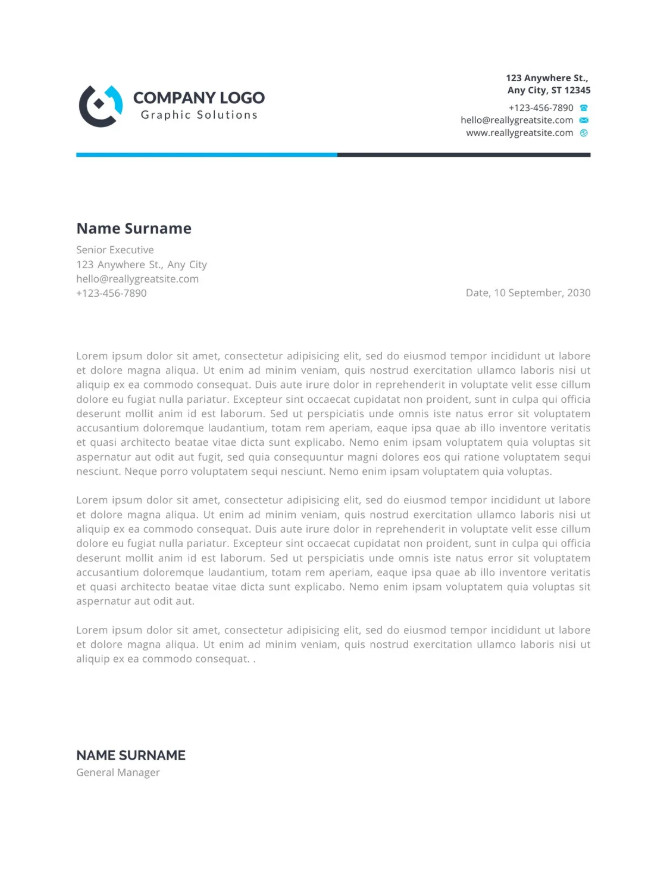 Sample of Corporate Letterhead Template