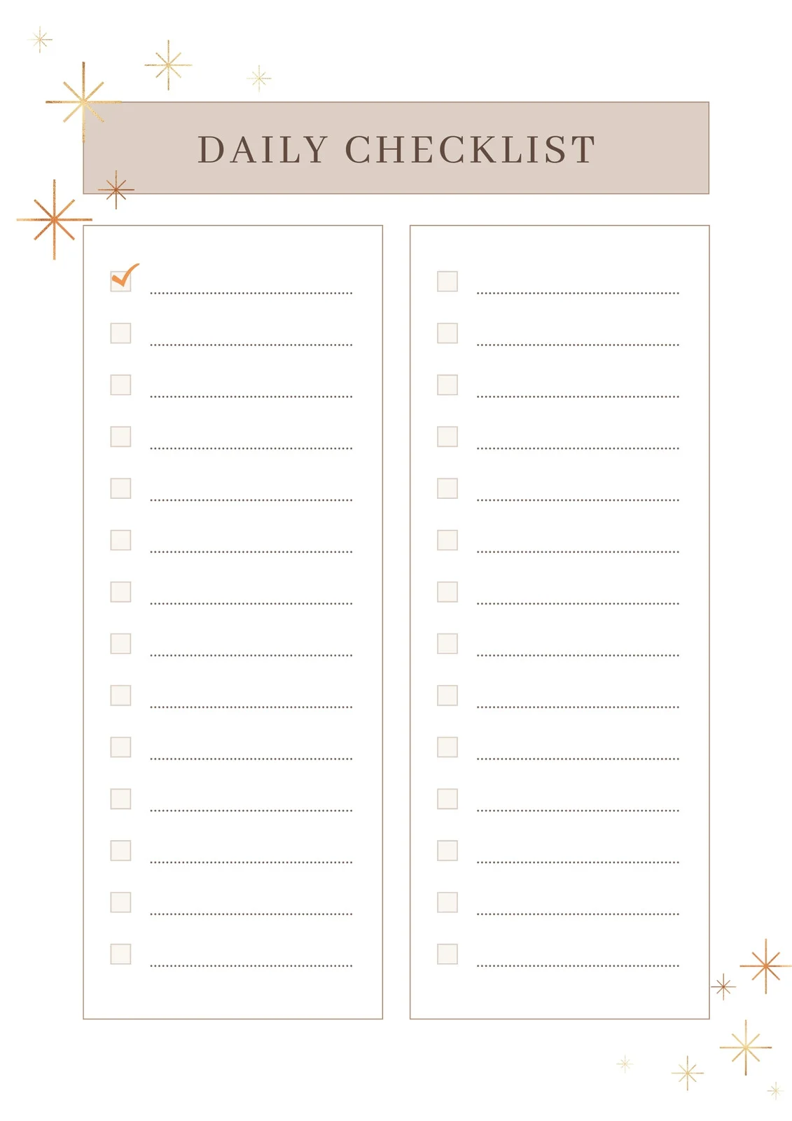 Sample of Daily Checklist Template