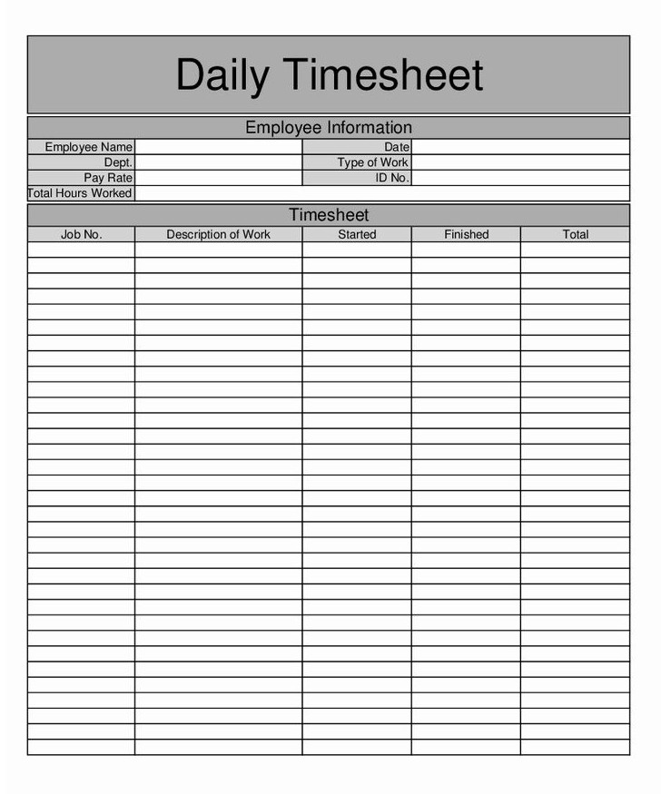 Sample of Daily Timesheet Template Sample of Daily Timesheet Template