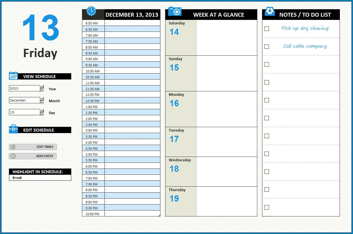 Sample of Daily Work Schedule Template Sample of Daily Work Schedule Template