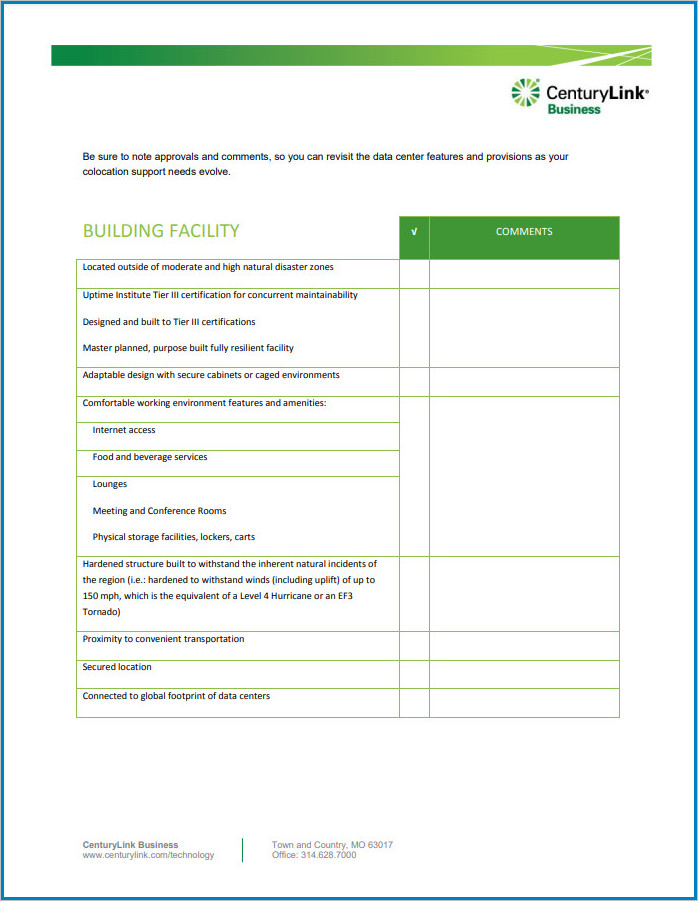 data center maintenance checklist template